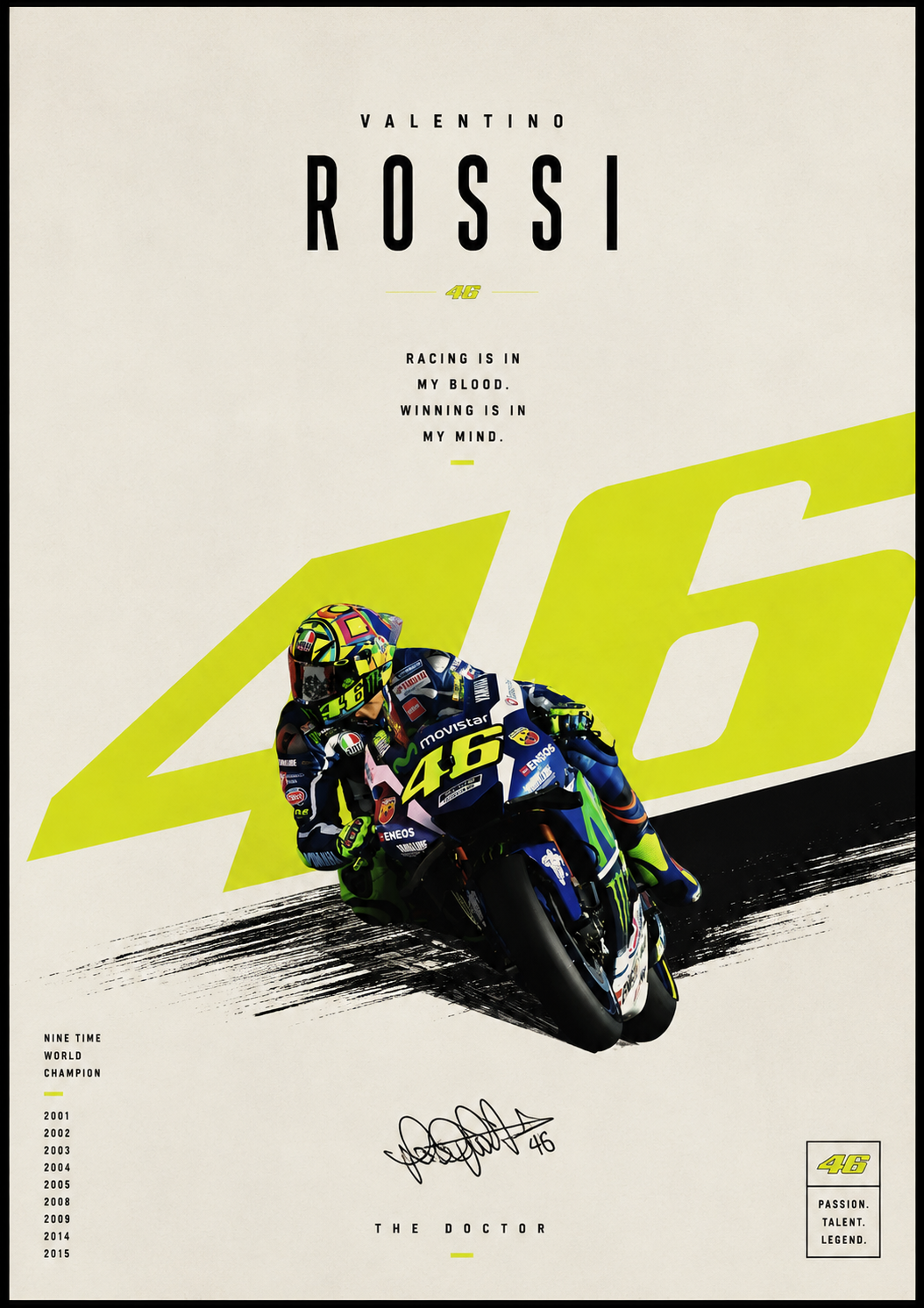 Valentino Rossi 46 Poster | The Doctor MotoGP Racing Wall Art